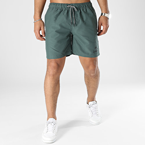 Short De Bain Logo 2 Vert Kaki Foncé Noir