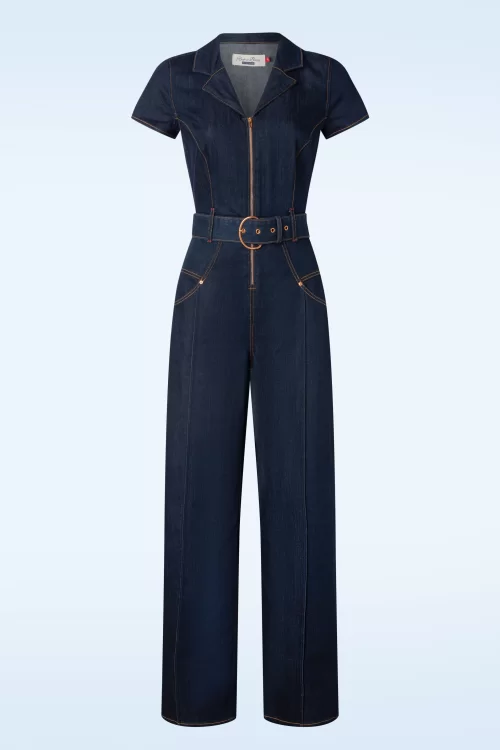 Rock-a-Booty Audrey jumpsuit short sleeve in donkerdenim