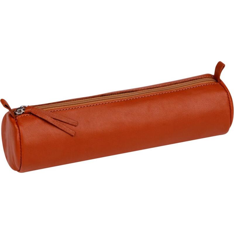 CUIR TEINTE Trousse ronde Ø5,5x22 cm - Assortis