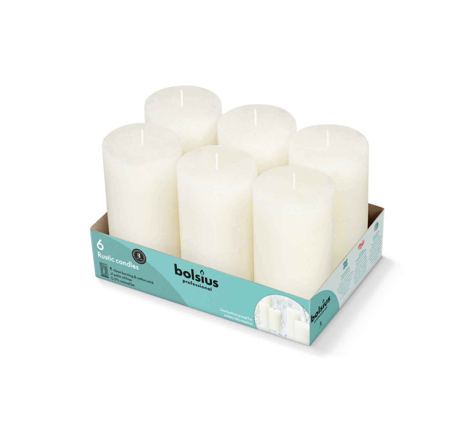 Bolsius Stompkaars Rustiek Tray 6  Zacht Paarl (1 stuk);Bolsius Stompkaars Rustiek Tray 6 Zacht Paarl (1 stuk)