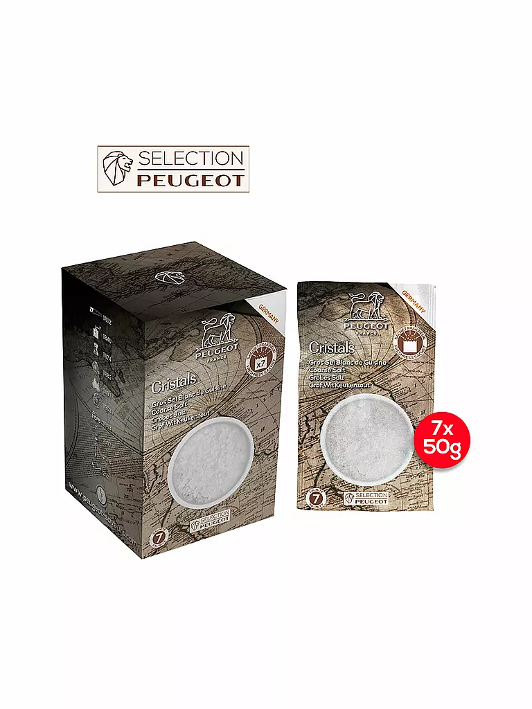 PEUGEOT Grobes Salz 7x50g Deutschland weiss