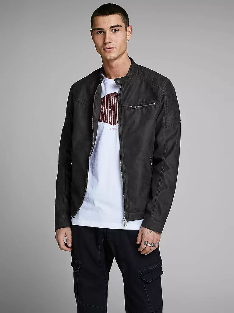 JACK & JONES Jacke in Lederoptik JCOROCKY schwarz