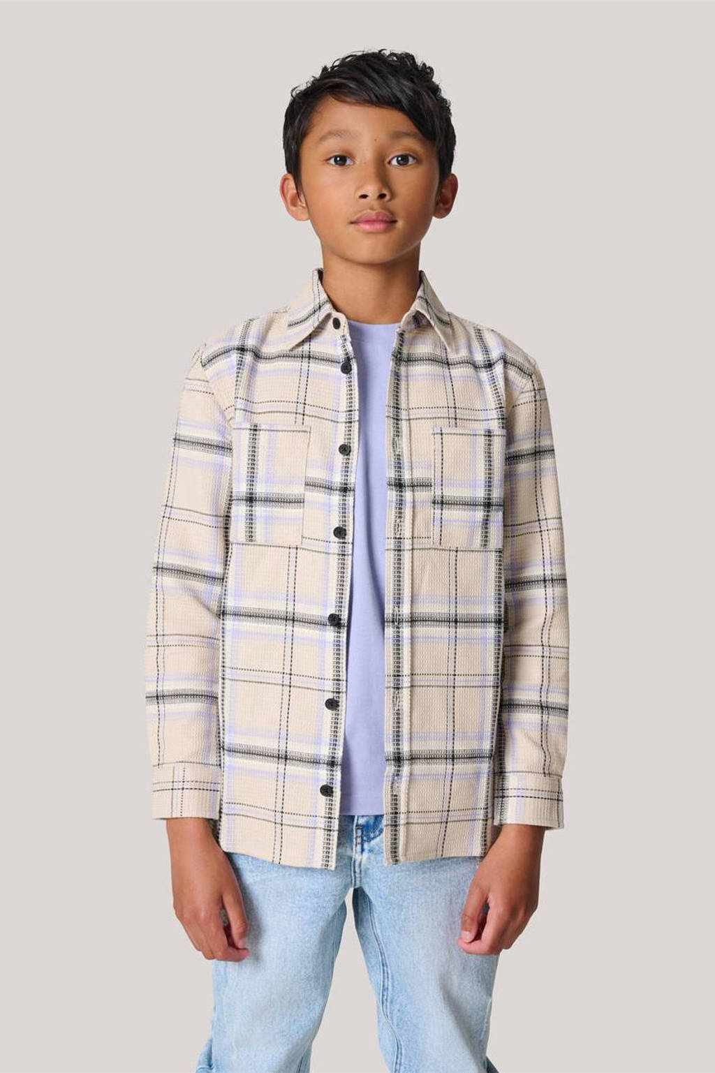 Shoeby gestreept overshirt ecru