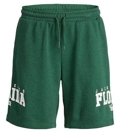 Jack & Jones Sweatshorts - JpstCory - Mørke Grøn m. Hvid
