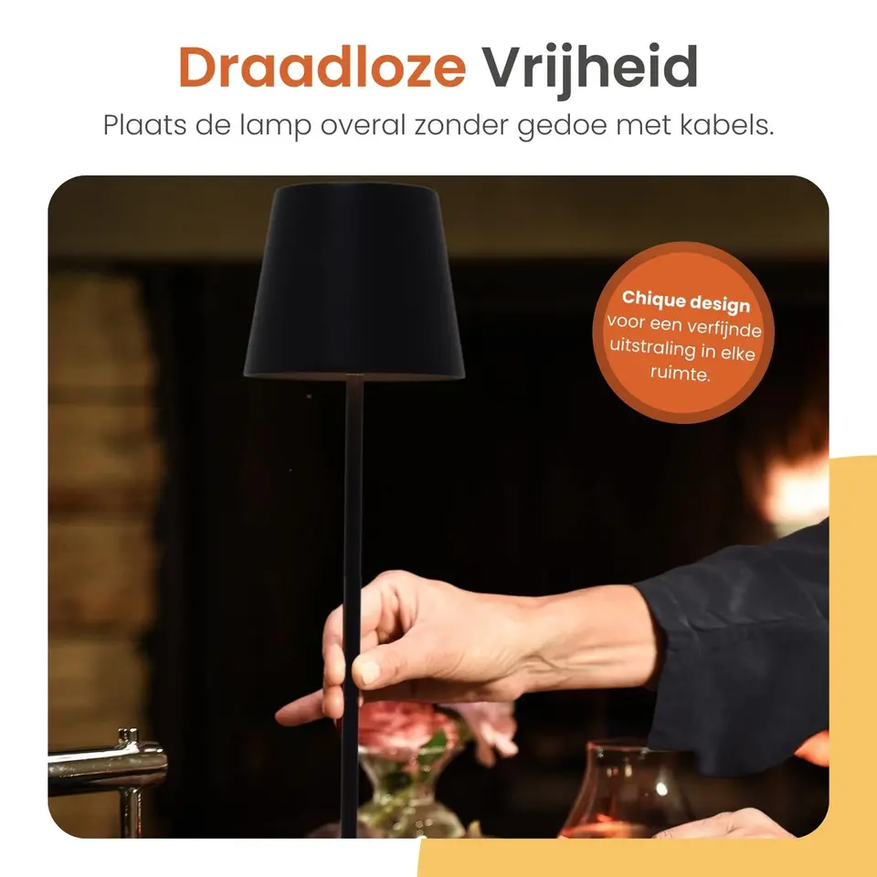 Goliving Chroma Tafellamp Oplaadbaar – Draadloos en Dimbaar – Touch – Nachtlamp