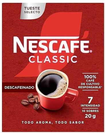 Nescafé Classic Cafeïnevrije Oploskoffie in zakjes, 10 x 2 g