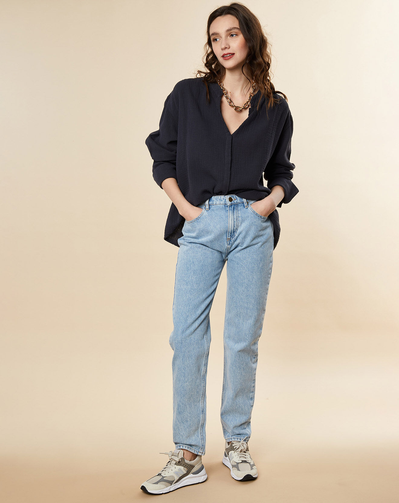 Chloé Stora Jean droit en Toile de coton Remi bleu