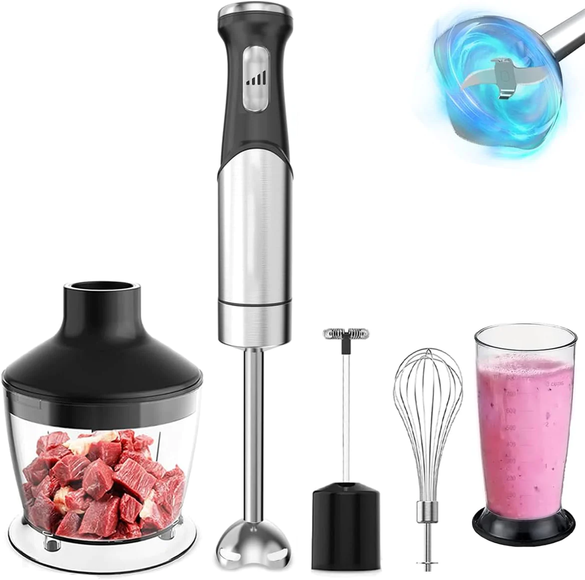 Mixeur Plongeant 5 en 1 1200W gris noir Vendos85