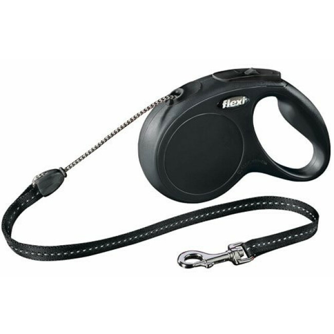Laisse à enrouleur Flexi New Classic noir en corde