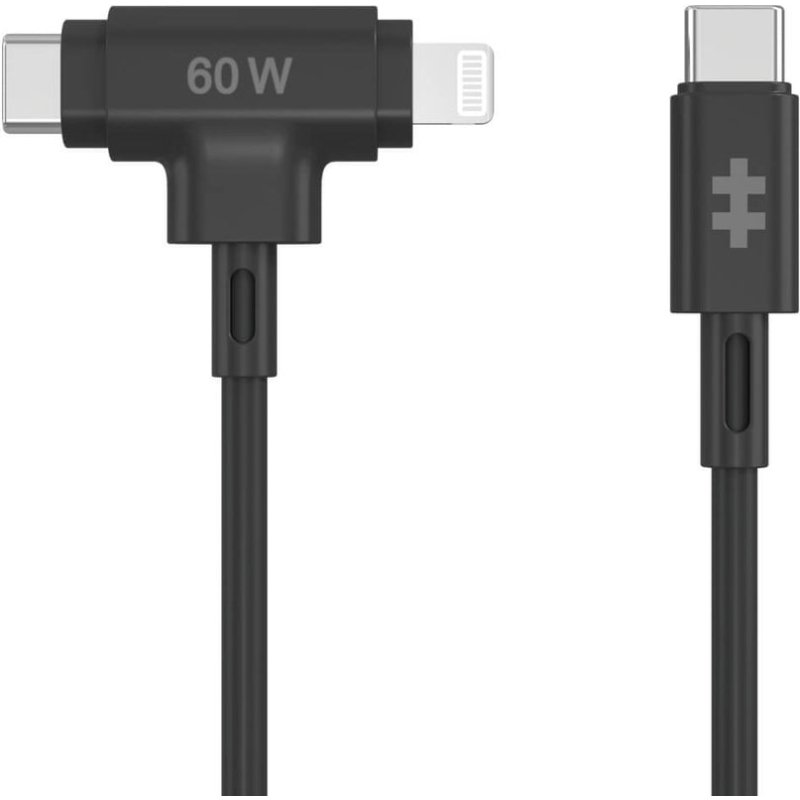 HYPER HyperJuice câble USB USB 2.0 1,5 m USB C USB C/Lightning 60 W Noir