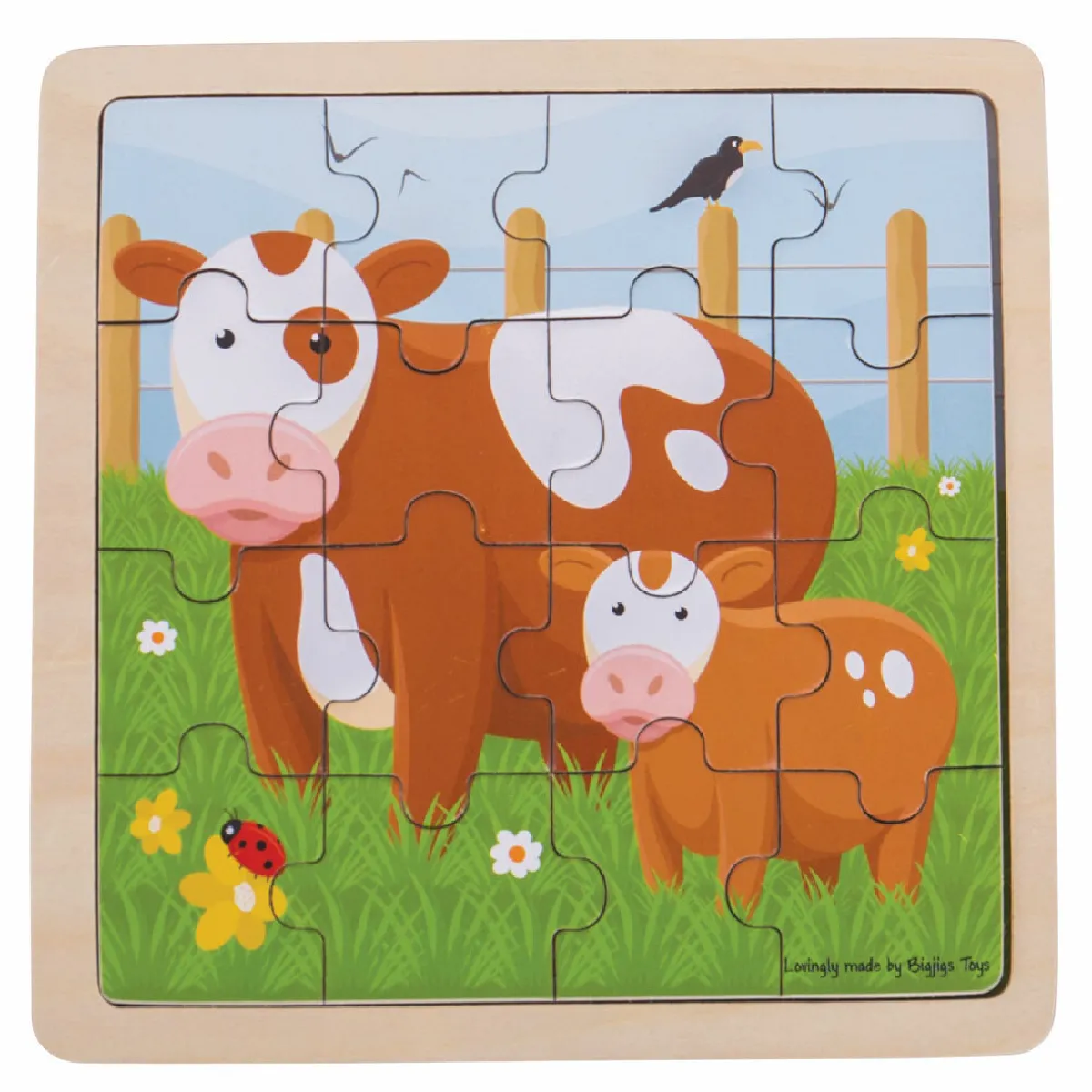 Bigjigs Toys Vache et Veau - Puzzle Bois