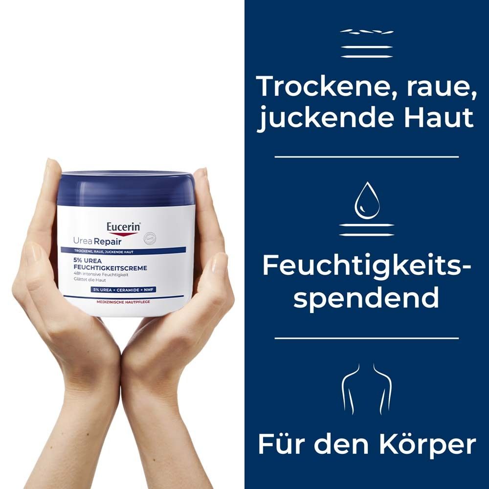 Eucerin® UreaRepair 5% Urea Feuchtigkeitscreme – Pflegecreme für trockene bis sehr trockene Haut - Jetzt 3€ sparen mit Code 