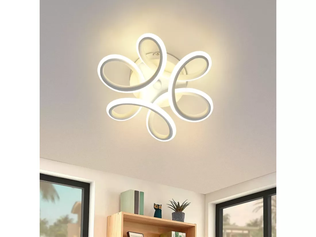 NETTLIFE Plafonnier LED 17W, 3000K 27*12cm Petite Lampe de Couloir Moderne Blanc Chaud Blanc Géométrie Design pour Salon Cuisine Studio Entrée