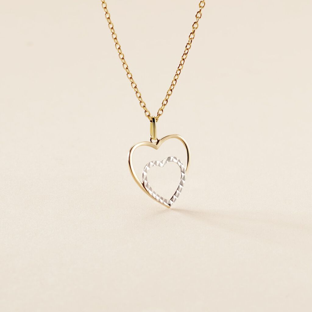 Pendentif Eudocie Double Coeurs Or Bicolore