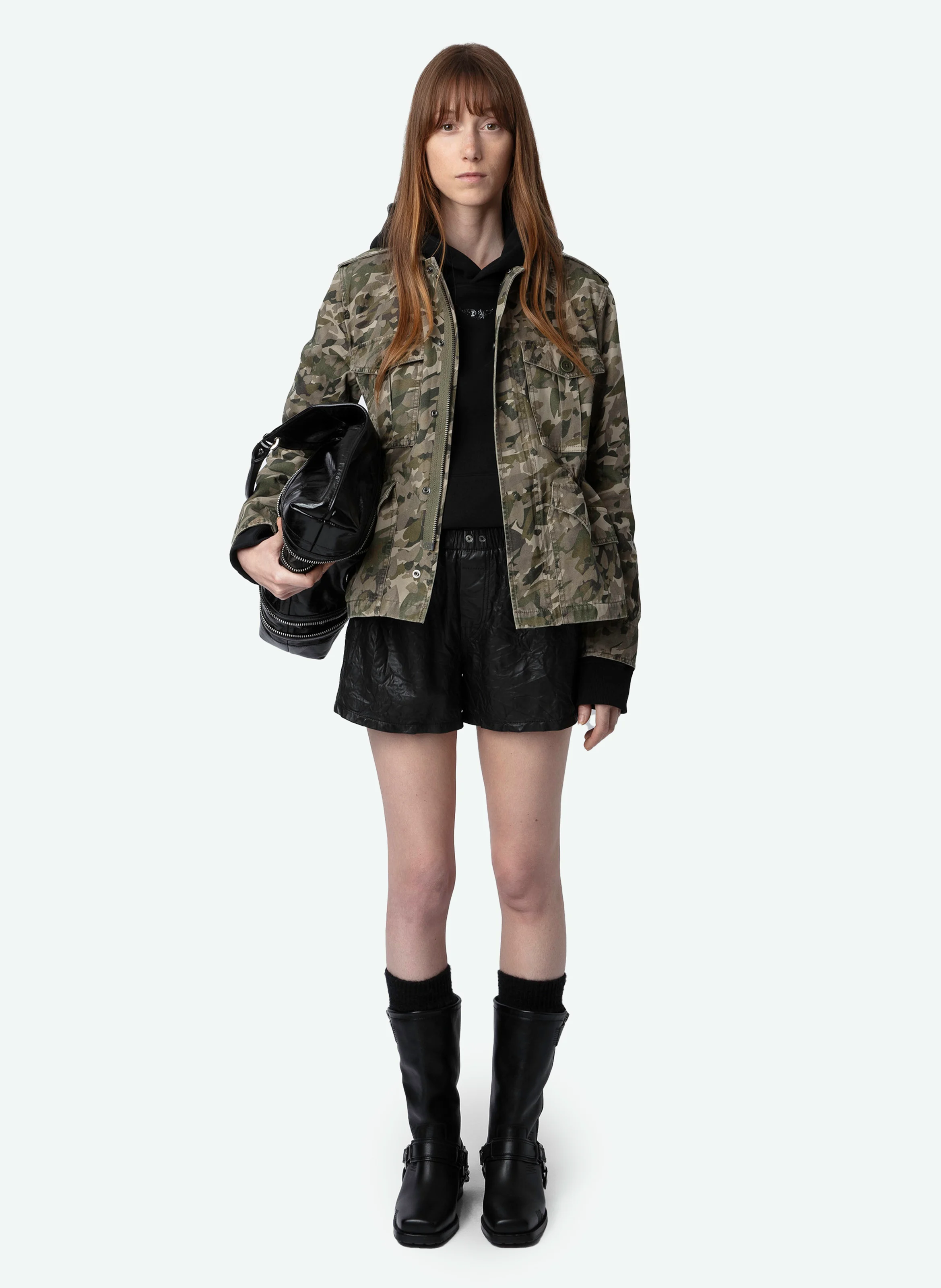 KRISA - Parka en coton bio imprimé | Vert