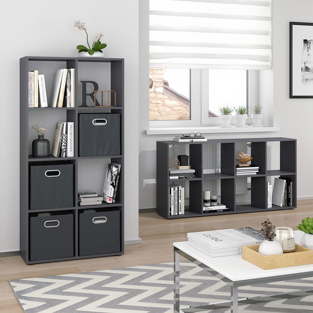 Vicco Raumteiler Standregal Bücherregal 8 Fächer Scutum Grau Hochregal CD-Regal