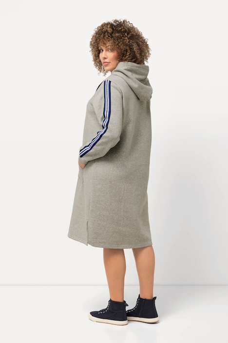 Sweatkleid, A-Linie, Kapuze, Glitzerstreifen, Langarm