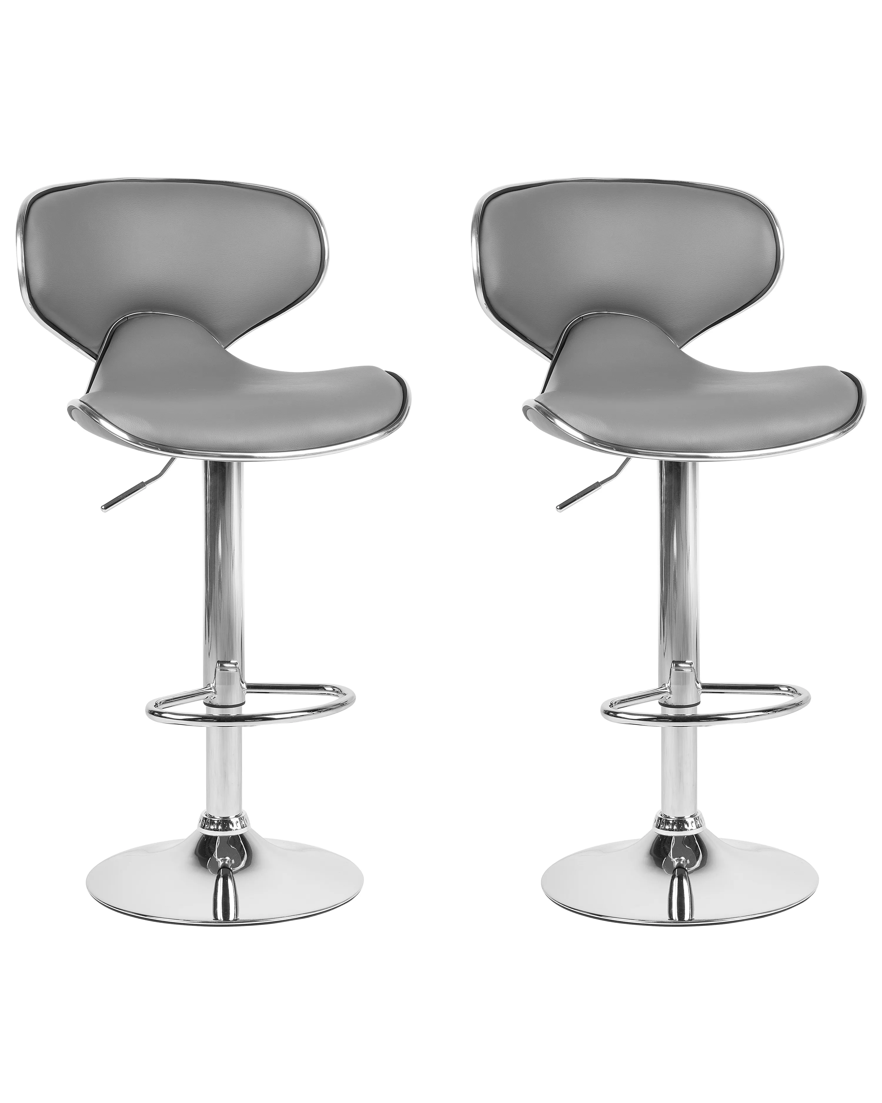 Set van 2 barstoelen CONWAY Kunstleer draaibaar Grijs