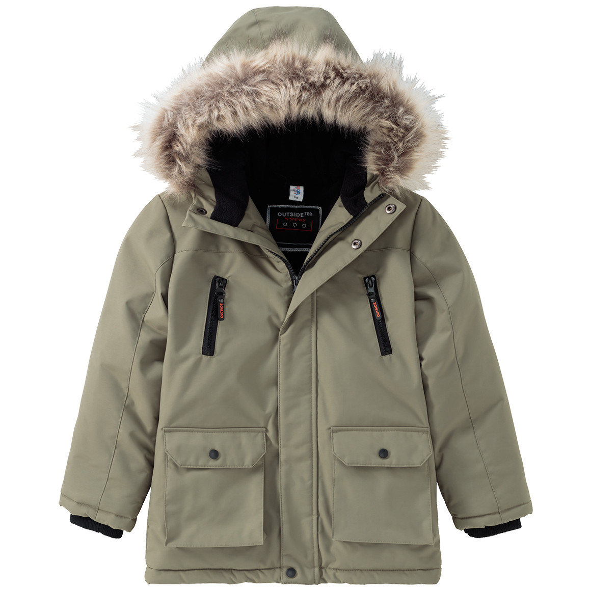Topolino Jungen Jacke mit Fellkapuze oliv