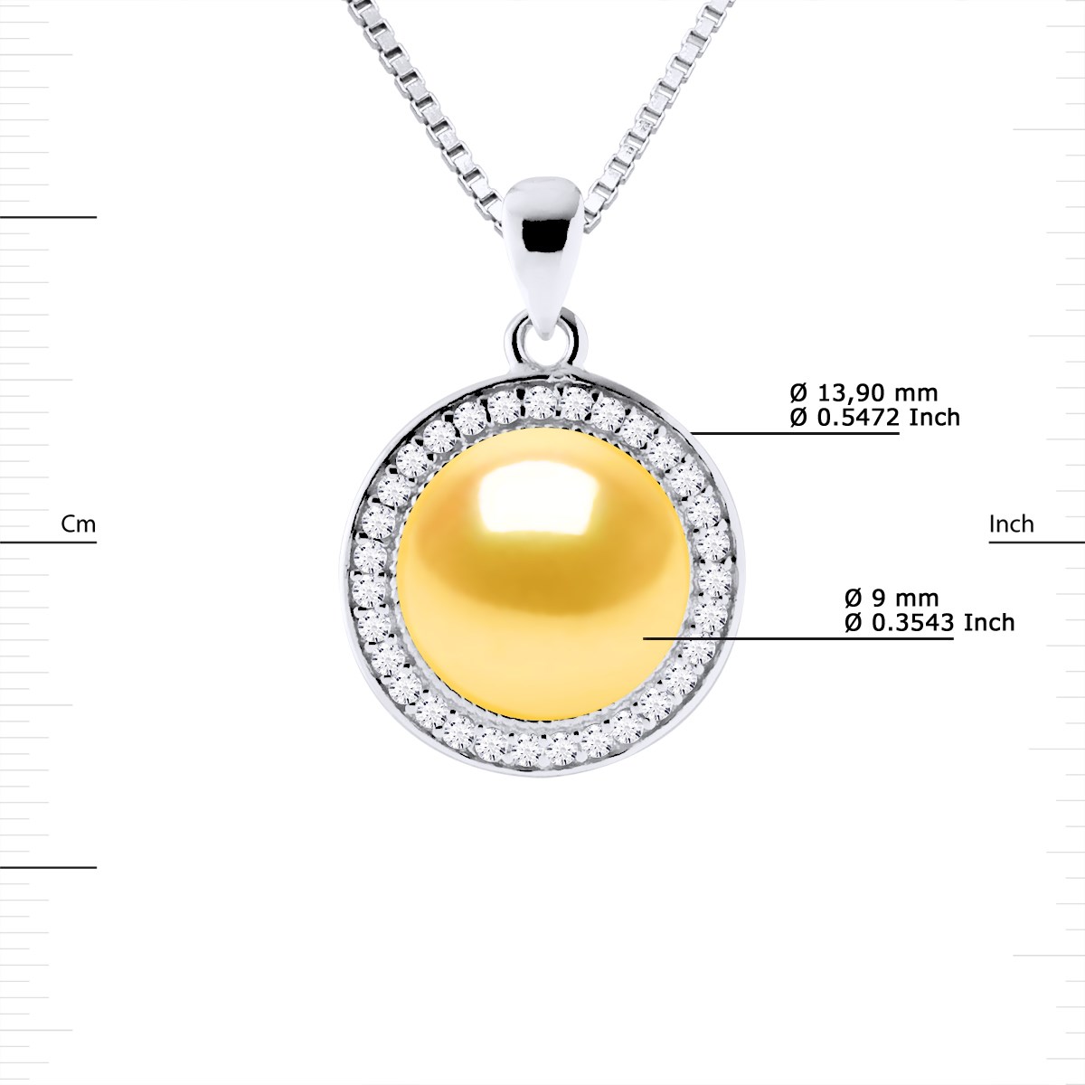 Collier SUN Perle d'Eau Douce 9-10 mm Dorée Argent 925