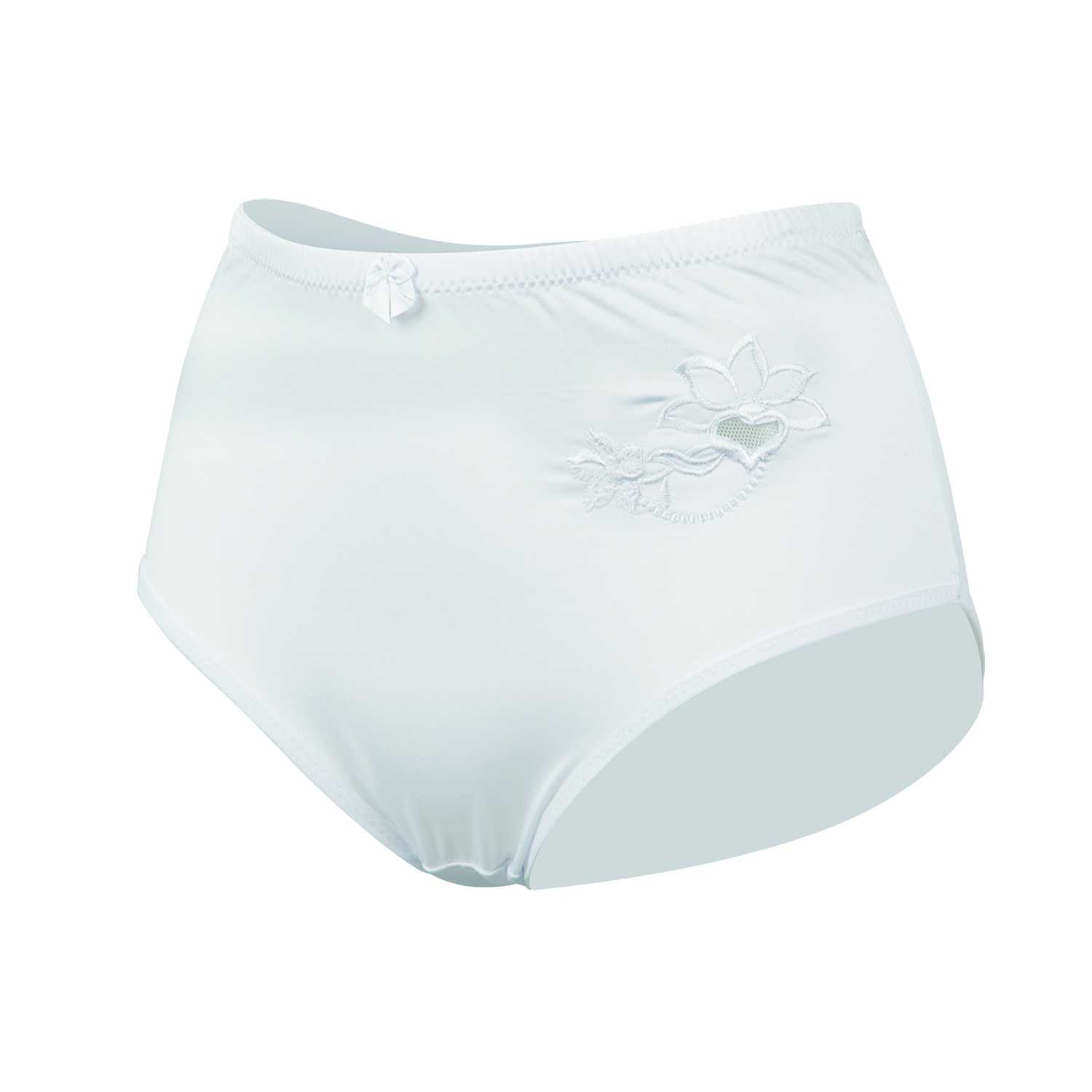Damen Slip Microfaser mit Stickerei Gr. 40/42–52/54 weiß 2er