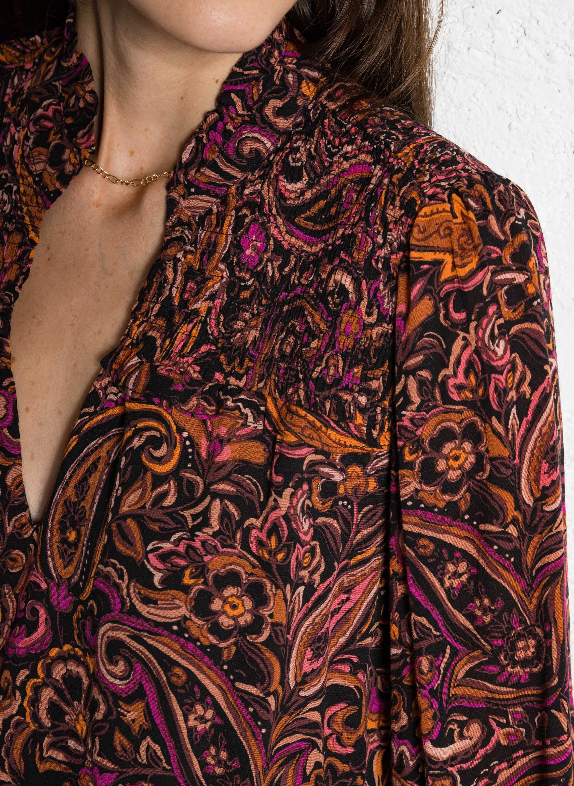 BLOEME - Blouse ample imprimée | Marron
