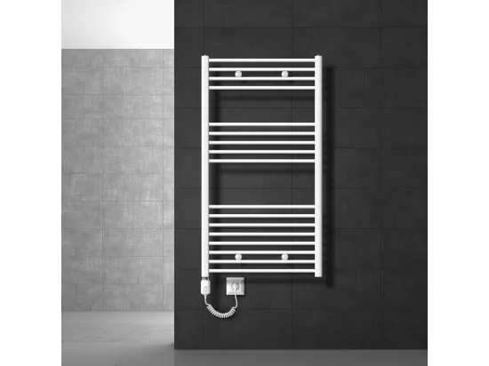 Radiateur avec Élément Chauffant Électrique 900W, 750 x 1200 mm, Blanc, Connexion Latéral