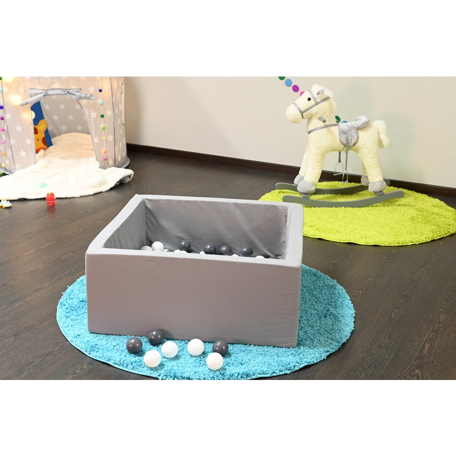 knorr toys® Bällebad soft eckig Grey - 100 balls greywhite grau