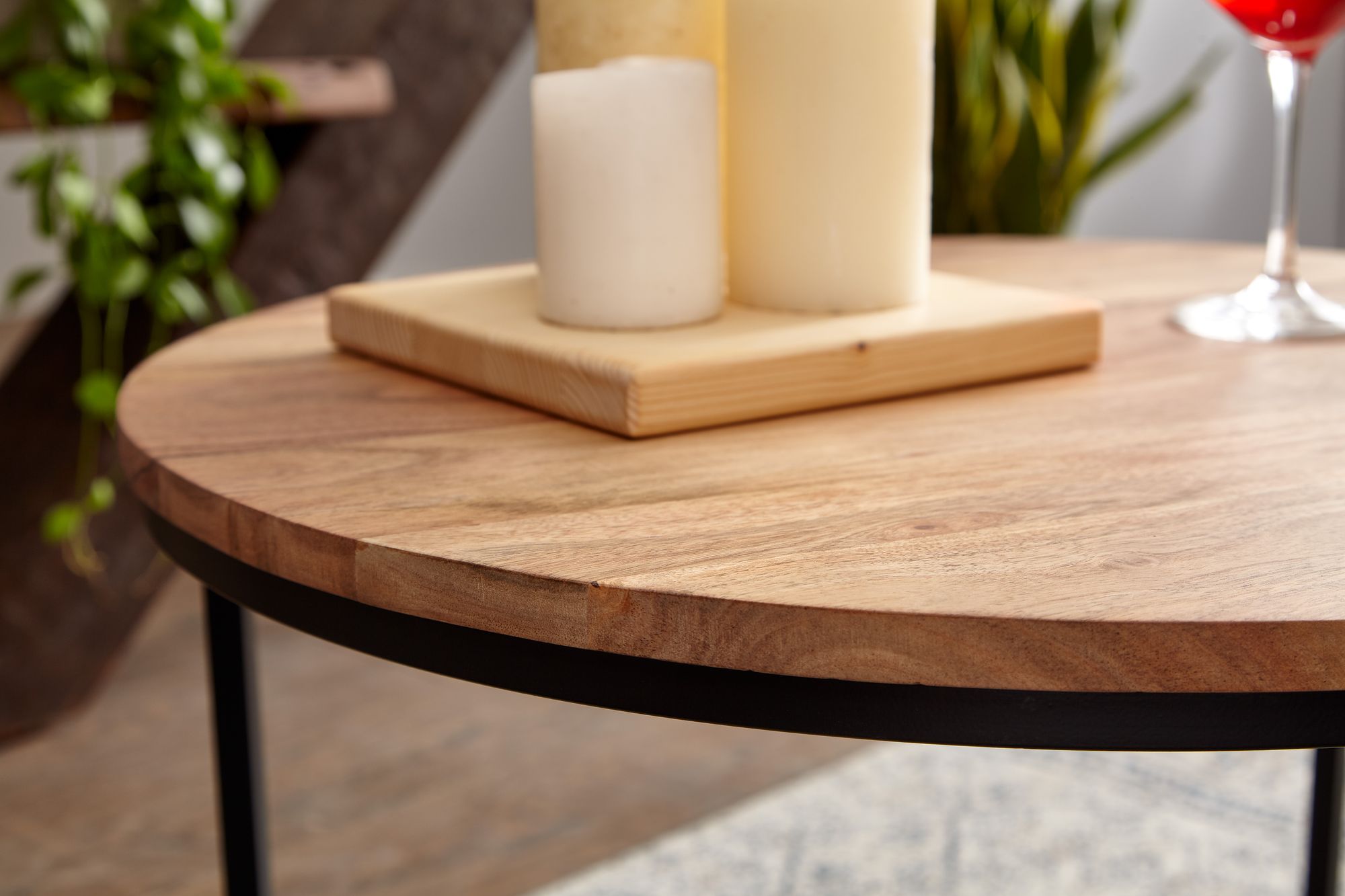 FineBuy Couchtisch Massivholz 60x60x38 cm Wohnzimmertisch Sofatisch Rund Tisch