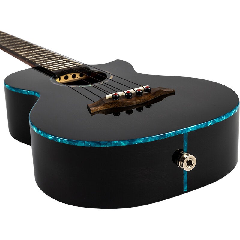 Flight Royal Series Nighthawk Tenor Black Stain elektrisch-akoestische tenor ukelele met gigbag