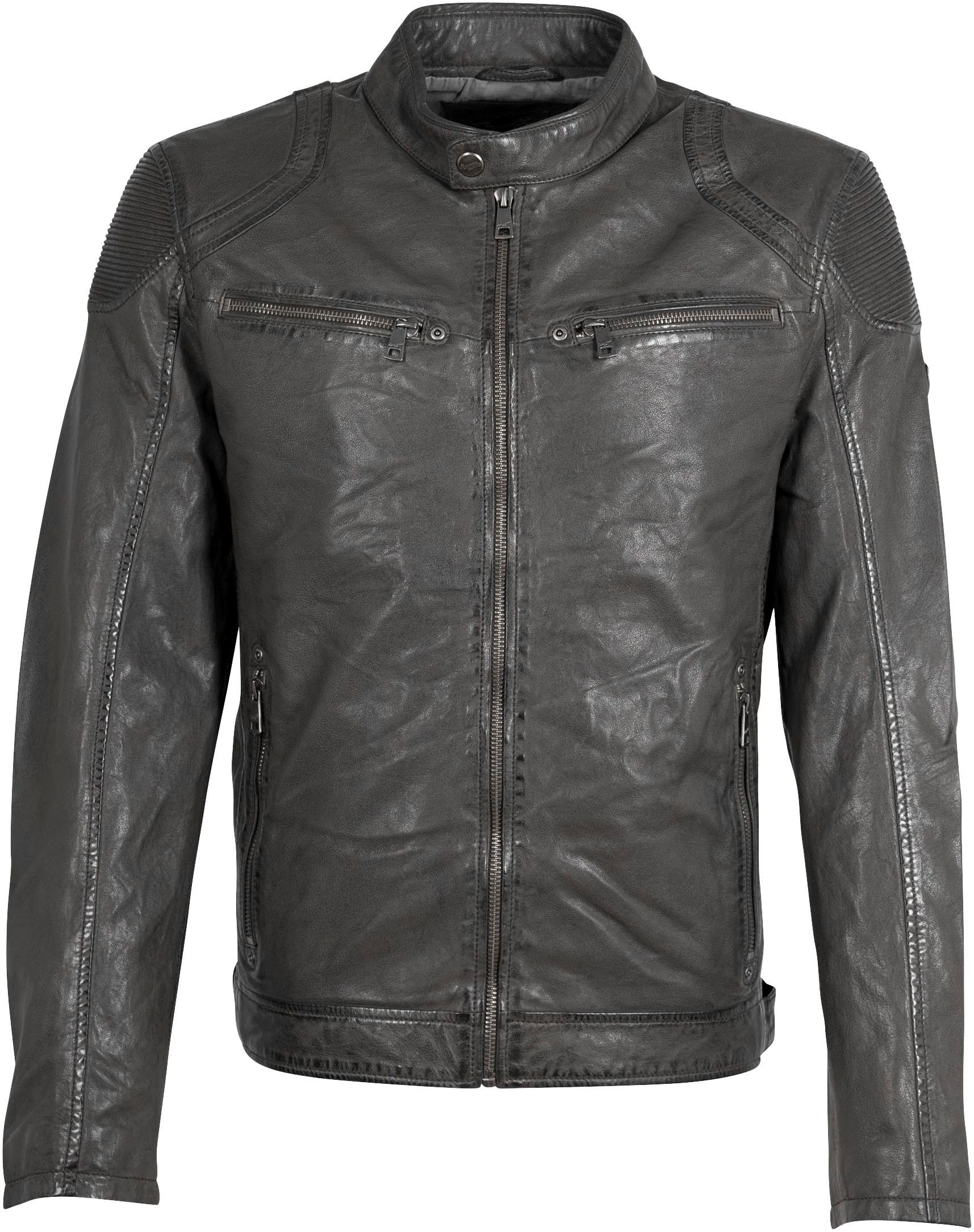 Mauritius Lederjacke »MMCollins« mti Reissverschluss, Stehkragen, Ziersteppung
