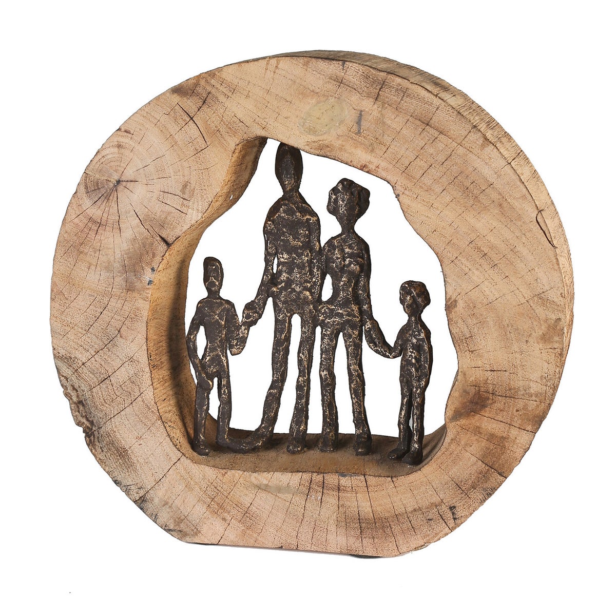 Sculptuur GILDE Decoratie Hoogte 28cm Breedte 30cm Natuurlijke kleur Aluminium, Mangohout