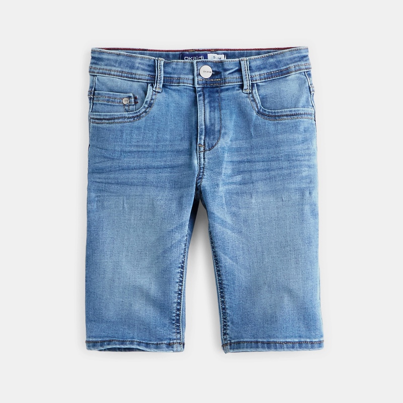Bermuda slim en jean hyper-stretch bleu garçon