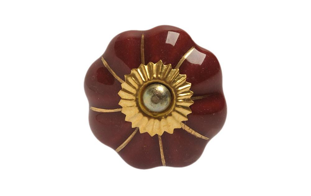 Möbelgriff handgemacht, Ø 4 cm, Rotbraun/GoldMöbelknauf einfarbig