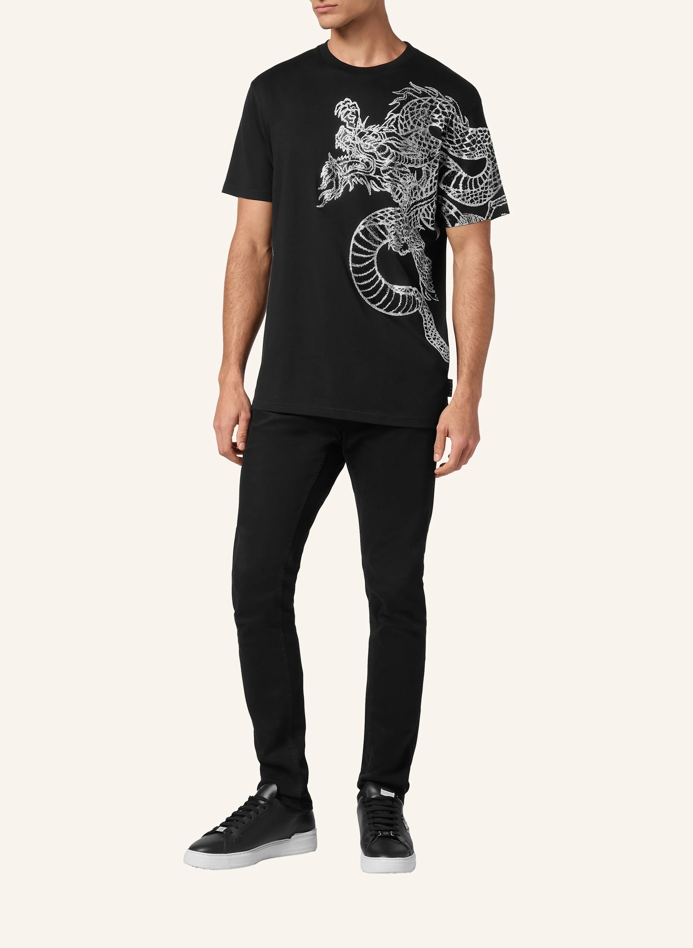 PHILIPP PLEIN T-Shirt mit Schmucksteinen DRAGON