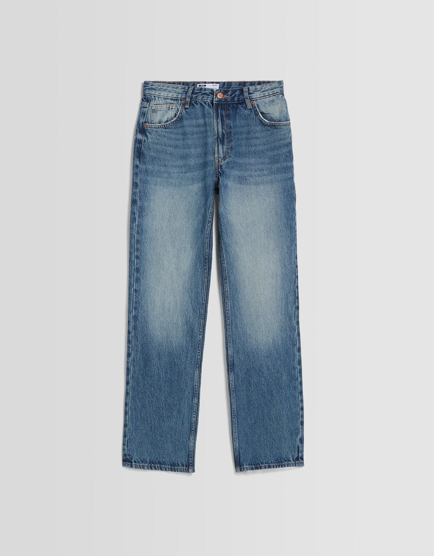 calça jeans de corte reto