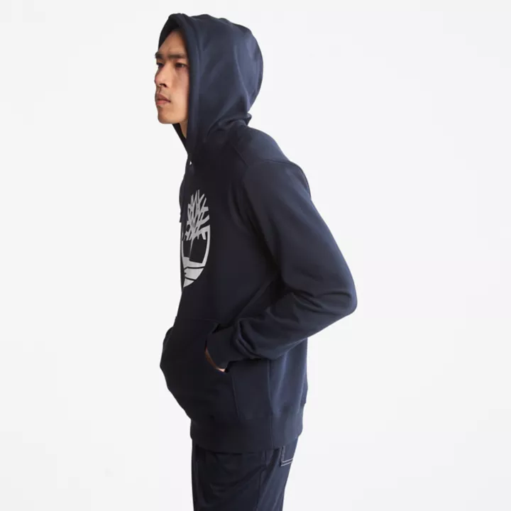 Moletom com capuz Timberland Tree Logo para homens na cor azul marinho.