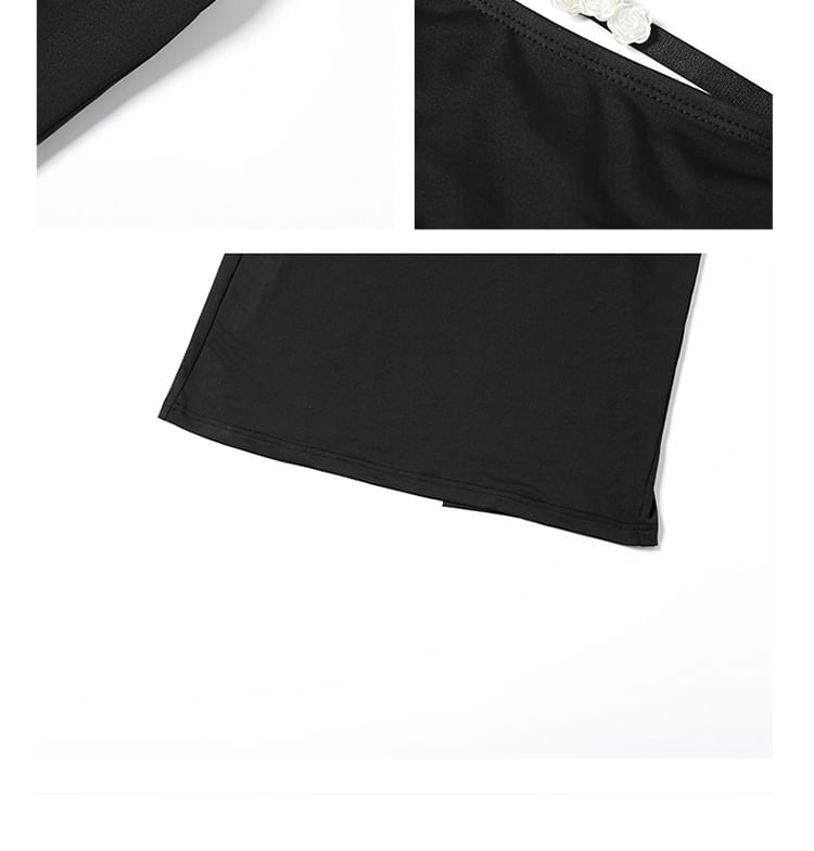 Bababy - Strapless effen geplooide avondjurk met mantel
