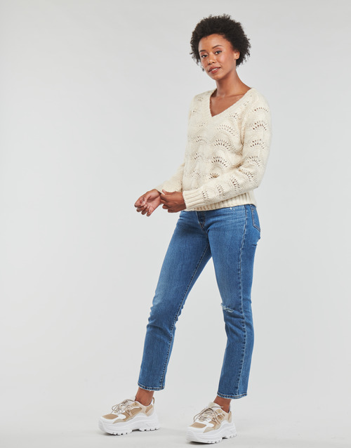 Pieces - PCBIBBI LS V-NECK KNIT - Ecru