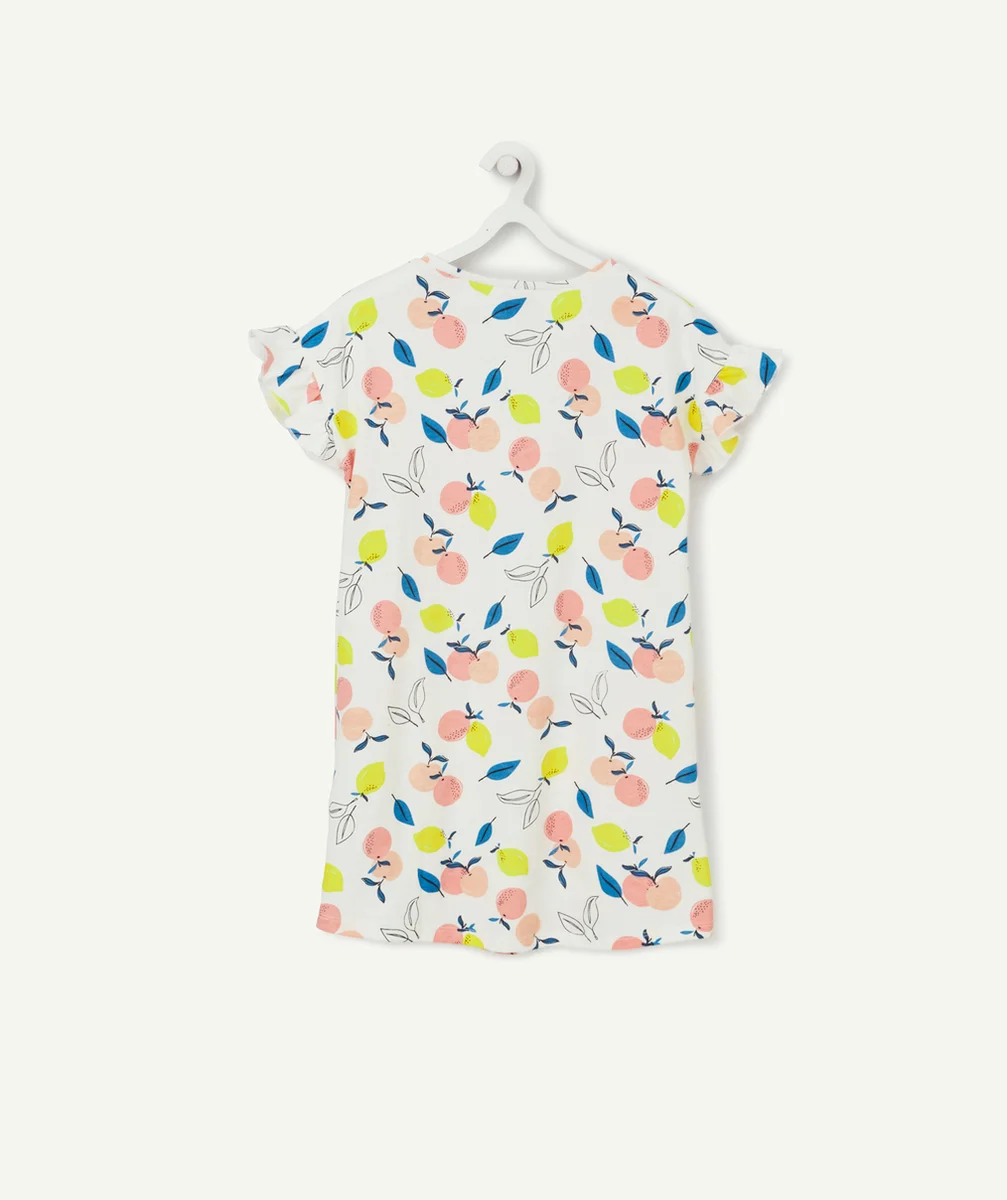 CHEMISE DE NUIT FILLE EN FIBRES RECYCLÉES ET IMPRIMÉE FRUITS