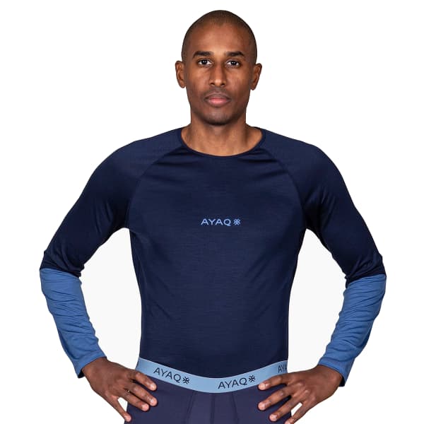 T-shirt thermique AYAQ MEFONNA MERINO LONG SLEEVE M BLUE SLATE