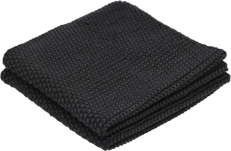 Bastian Karklude Knit 26 x 26 cm 2 stk. Sort 100 % økologisk bomuld Sort