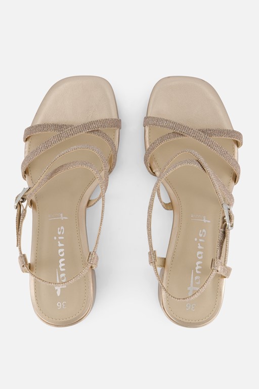 Tamaris Sandalen met hak goud Textiel