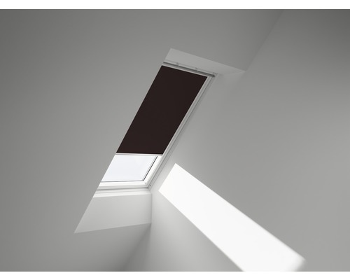 VELUX verduisterend rolgordijn, effen donkerbruin, handbediend, wit frame, DKL C02 4559SWL