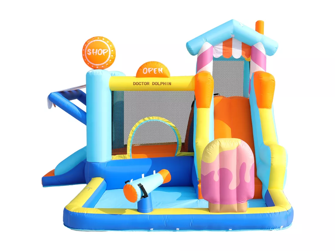 Château gonflable parc aquatique 7 en 1 pour enfants - 395 x 340 x 236cm - en oxford - avec souffleur - bleu