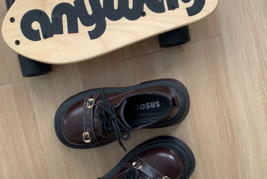 DURAC - Veterschoenen met plateauzool van imitatieleer