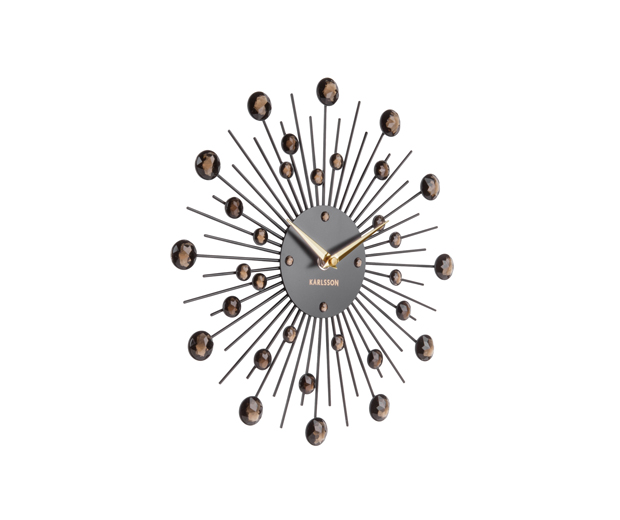 Wall clock Sunburst crystal black medium