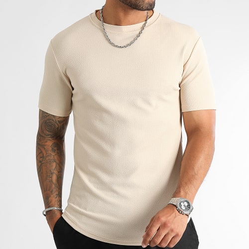 Lot de 3 Tee Shirt Texturé Waffle 0431 Noir Beige Blanc