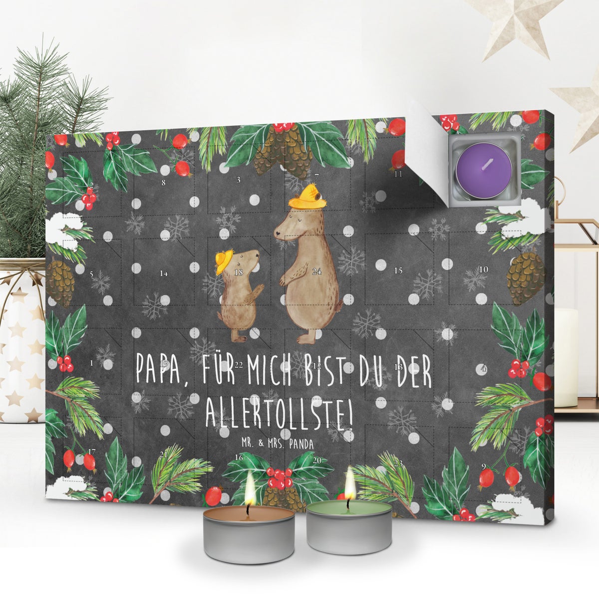 Mr. & Mrs. Panda Geurkaars Adventskalender Beren met Hoeden - Zwart