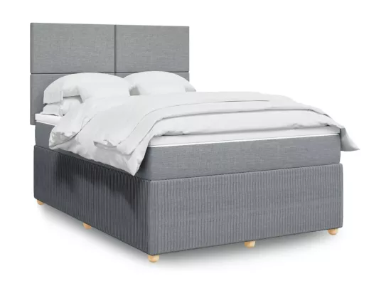 Sommier à lattes de lit avec matelas Gris clair 160x200cm Tissu